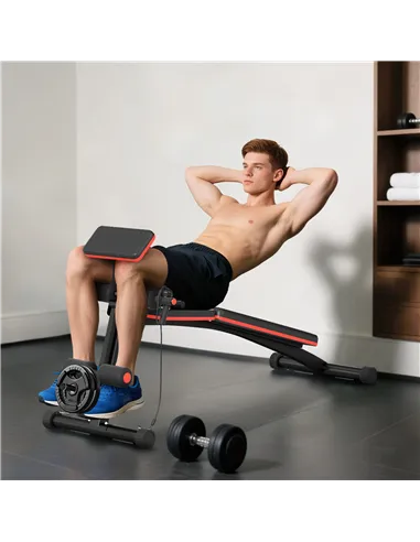 HOMCOM Foldable Weight Bench, Adjustable Strength Training Sit Up Ab Bench, Incline/Decline, Red