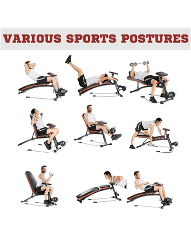 HOMCOM Foldable Weight Bench, Adjustable Strength Training Sit Up Ab Bench, Incline/Decline, Red