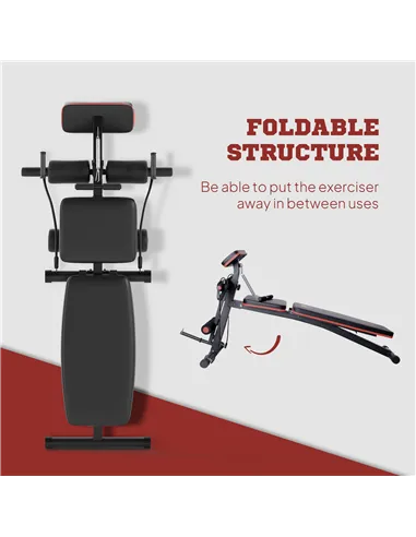 HOMCOM Foldable Weight Bench, Adjustable Strength Training Sit Up Ab Bench, Incline/Decline, Red