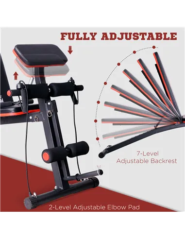 HOMCOM Foldable Weight Bench, Adjustable Strength Training Sit Up Ab Bench, Incline/Decline, Red