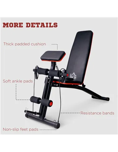 HOMCOM Foldable Weight Bench, Adjustable Strength Training Sit Up Ab Bench, Incline/Decline, Red