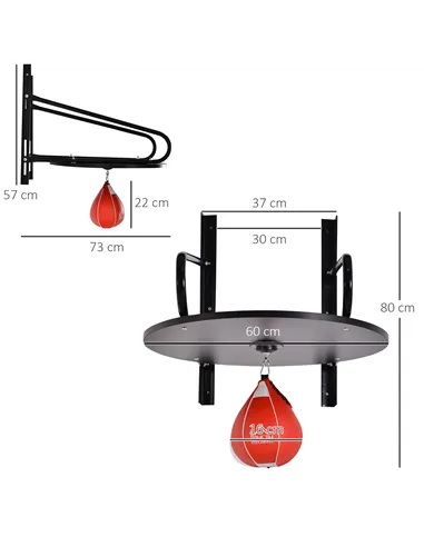 HOMCOM Wall-mounted Punching Ball Height Adjustable Hanging Speedball Platform Set Frame Stand Boxing Sports