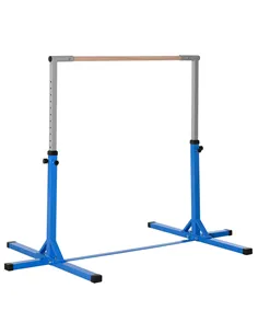 HOMCOM Height Adjustable Gymnastics Horizontal Bar for Kids, Children Junior Kip High Bar Fitness, Blue