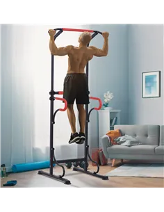 HOMCOM Steel Multi-Use Exercise Power Tower Pull Up Station Adjustable Height W/ Grips 2