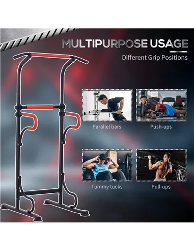 HOMCOM Steel Multi-Use Exercise Power Tower Pull Up Station Adjustable Height W/ Grips
