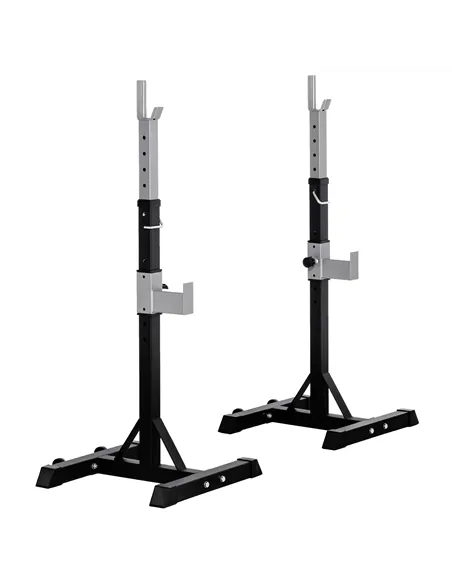 HOMCOM Barbell Squat Rack Adjustable Weight Lifting Bench Max Load 150kg Gym Fitness Strength Training Push up Dip Stand with Wh