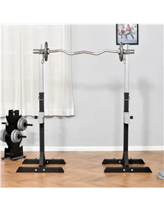 HOMCOM Barbell Squat Rack Adjustable Weight Lifting Bench Max Load 150kg Gym Fitness Strength Training Push up Dip Stand with Wh 2