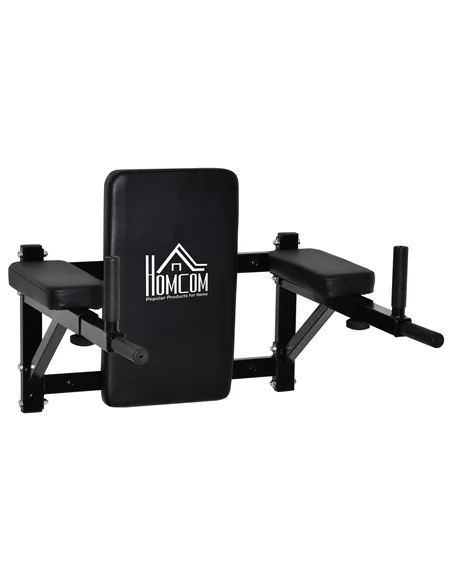 HOMCOM Wall Mounted Dip Station Knee Leg Raise Chin Up Pull Up Rack Home Gym Fitness Exercise Workout Bars New