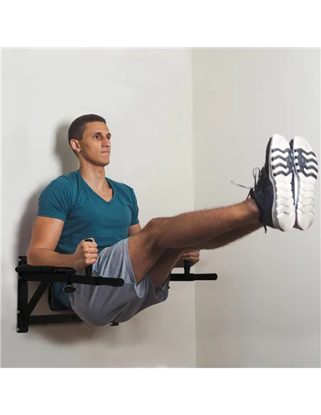 HOMCOM Wall Mounted Dip Station Knee Leg Raise Chin Up Pull Up Rack Home Gym Fitness Exercise Workout Bars New