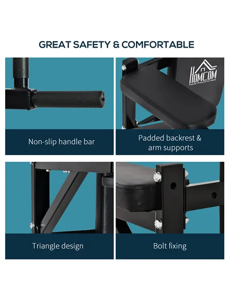 HOMCOM Wall Mounted Dip Station Knee Leg Raise Chin Up Pull Up Rack Home Gym Fitness Exercise Workout Bars New