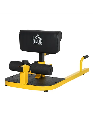 HOMCOM Squat Machine with Push Up Stand, Padded Hip Thrust Bench with Adjustable Cushion for Home Gym Work Out, Yellow