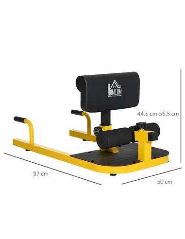 HOMCOM Squat Machine with Push Up Stand, Padded Hip Thrust Bench with Adjustable Cushion for Home Gym Work Out, Yellow