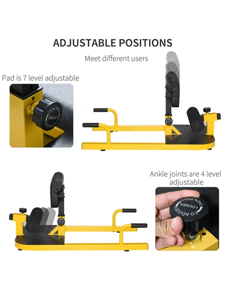 HOMCOM Squat Machine with Push Up Stand, Padded Hip Thrust Bench with Adjustable Cushion for Home Gym Work Out, Yellow