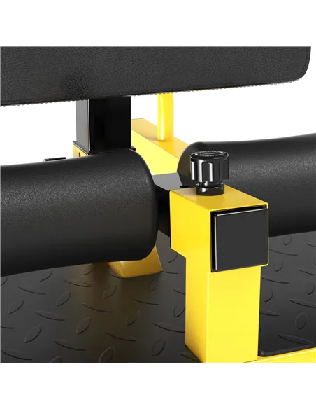 HOMCOM Squat Machine with Push Up Stand, Padded Hip Thrust Bench with Adjustable Cushion for Home Gym Work Out, Yellow