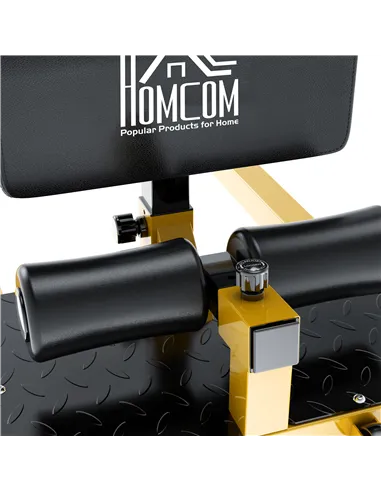 HOMCOM Squat Machine with Push Up Stand, Padded Hip Thrust Bench with Adjustable Cushion for Home Gym Work Out, Yellow