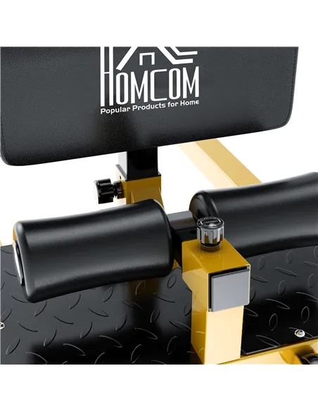 HOMCOM Squat Machine with Push Up Stand, Padded Hip Thrust Bench with Adjustable Cushion for Home Gym Work Out, Yellow