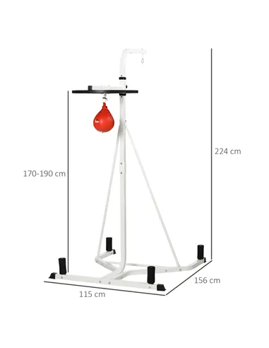 HOMCOM Adjustable Freestanding Speedbag, Punch Bag Hanger, White