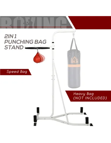 HOMCOM Adjustable Freestanding Speedbag, Punch Bag Hanger, White