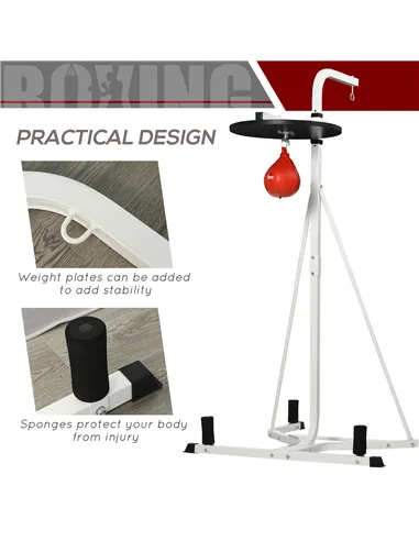 HOMCOM Adjustable Freestanding Speedbag, Punch Bag Hanger, White