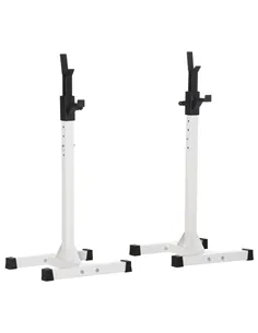 HOMCOM Heavy Duty Weight Bar Barbell Squat Stand Barbell Rack Spotter, for Home, Gym - Black