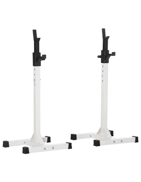 HOMCOM Heavy Duty Weight Bar Barbell Squat Stand Barbell Rack Spotter, for Home, Gym - Black