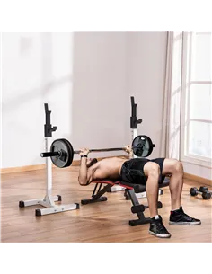 HOMCOM Heavy Duty Weight Bar Barbell Squat Stand Barbell Rack Spotter, for Home, Gym - Black 2