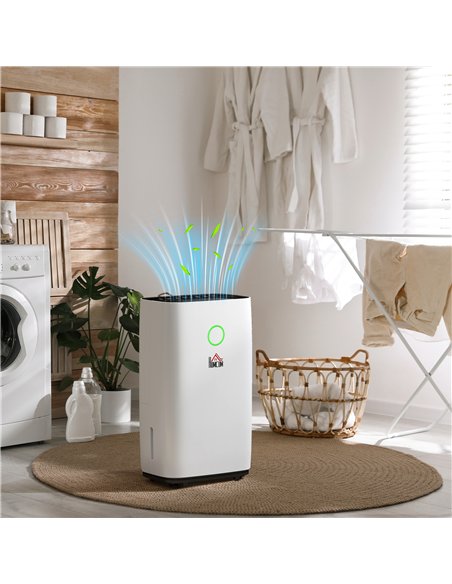 HOMCOM 20L/Day Portable Dehumidifier for Home, with LED Screen, Sleep Mode, 24H Timer, 4L Water Tank, Electric Air Dehumidifier 