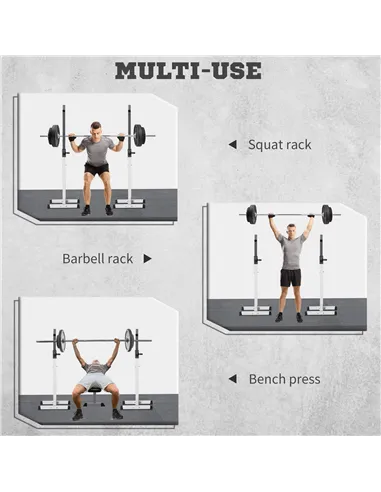 HOMCOM Heavy Duty Weight Bar Barbell Squat Stand Barbell Rack Spotter, for Home, Gym - Black