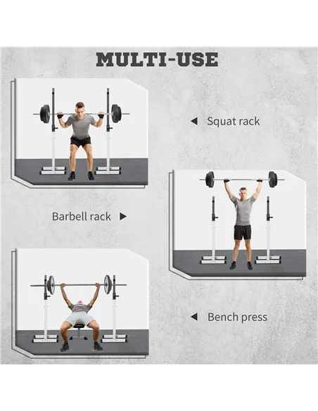 HOMCOM Heavy Duty Weight Bar Barbell Squat Stand Barbell Rack Spotter, for Home, Gym - Black