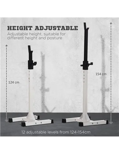 HOMCOM Heavy Duty Weight Bar Barbell Squat Stand Barbell Rack Spotter, for Home, Gym - Black