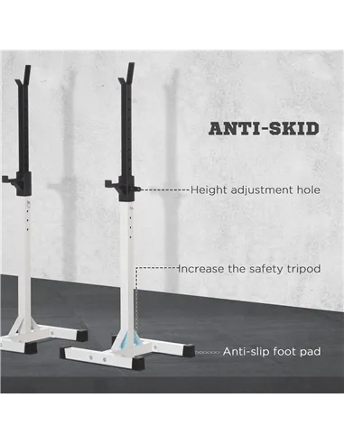 HOMCOM Heavy Duty Weight Bar Barbell Squat Stand Barbell Rack Spotter, for Home, Gym - Black