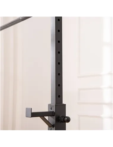 HOMCOM Heavy Duty Weight Bar Barbell Squat Stand Barbell Rack Spotter, for Home, Gym - Black