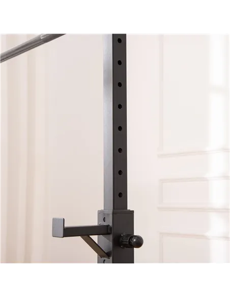 HOMCOM Heavy Duty Weight Bar Barbell Squat Stand Barbell Rack Spotter, for Home, Gym - Black