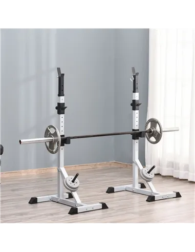 HOMCOM Weights Bar Barbell Rack Squat Stand Adjustable Portable Weight Lifting Max Load 200kg, Suitable For Home Gym Training Wo