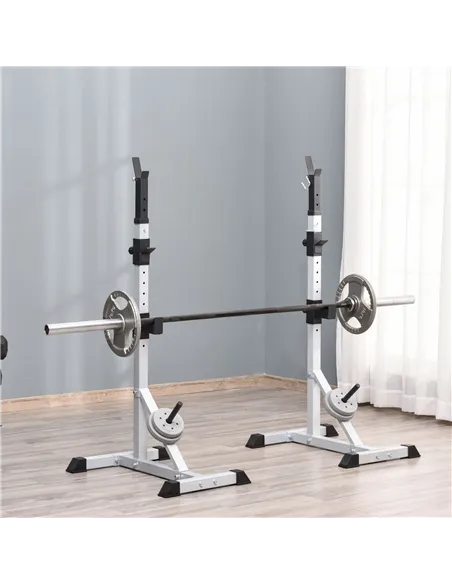HOMCOM Weights Bar Barbell Rack Squat Stand Adjustable Portable Weight Lifting Max Load 200kg, Suitable For Home Gym Training Wo