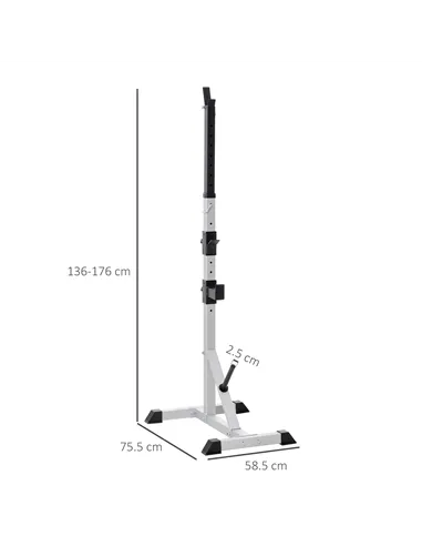HOMCOM Weights Bar Barbell Rack Squat Stand Adjustable Portable Weight Lifting Max Load 200kg, Suitable For Home Gym Training Wo