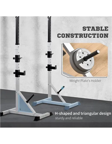 HOMCOM Weights Bar Barbell Rack Squat Stand Adjustable Portable Weight Lifting Max Load 200kg, Suitable For Home Gym Training Wo