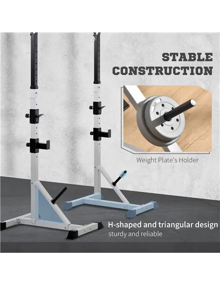 HOMCOM Weights Bar Barbell Rack Squat Stand Adjustable Portable Weight Lifting Max Load 200kg, Suitable For Home Gym Training Wo