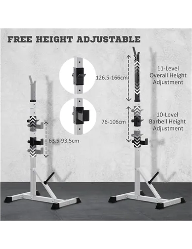 HOMCOM Weights Bar Barbell Rack Squat Stand Adjustable Portable Weight Lifting Max Load 200kg, Suitable For Home Gym Training Wo