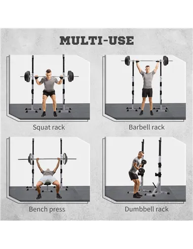 HOMCOM Weights Bar Barbell Rack Squat Stand Adjustable Portable Weight Lifting Max Load 200kg, Suitable For Home Gym Training Wo