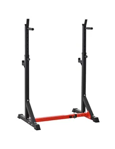 HOMCOM Barbell Rack, Width and Height Adjustable Dip Stand, Bench Press Rack for Home Gym Weight Lifting Fitness Workout, Max Lo