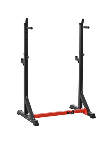 HOMCOM Barbell Rack, Width and Height Adjustable Dip Stand, Bench Press Rack for Home Gym Weight Lifting Fitness Workout, Max Lo