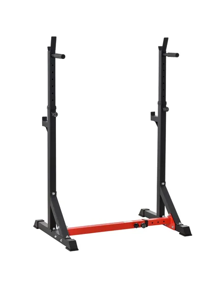 HOMCOM Barbell Rack, Width and Height Adjustable Dip Stand, Bench Press Rack for Home Gym Weight Lifting Fitness Workout, Max Lo