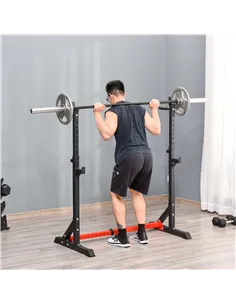 HOMCOM Barbell Rack, Width and Height Adjustable Dip Stand, Bench Press Rack for Home Gym Weight Lifting Fitness Workout, Max Lo 2