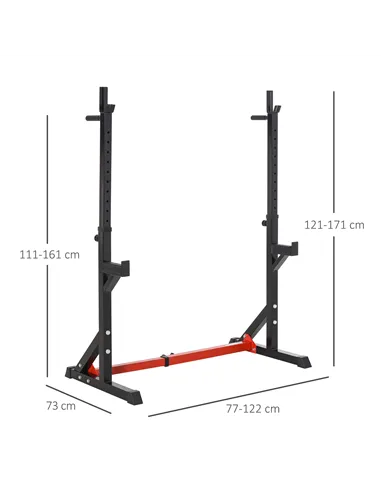 HOMCOM Barbell Rack, Width and Height Adjustable Dip Stand, Bench Press Rack for Home Gym Weight Lifting Fitness Workout, Max Lo