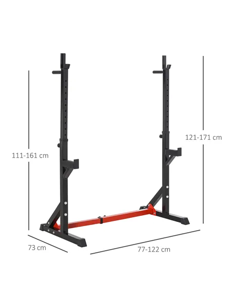 HOMCOM Barbell Rack, Width and Height Adjustable Dip Stand, Bench Press Rack for Home Gym Weight Lifting Fitness Workout, Max Lo