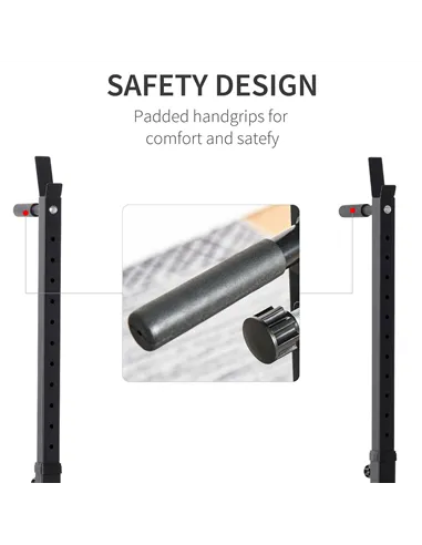 HOMCOM Barbell Rack, Width and Height Adjustable Dip Stand, Bench Press Rack for Home Gym Weight Lifting Fitness Workout, Max Lo