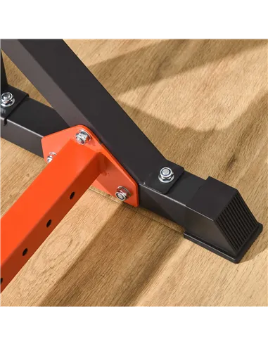 HOMCOM Barbell Rack, Width and Height Adjustable Dip Stand, Bench Press Rack for Home Gym Weight Lifting Fitness Workout, Max Lo