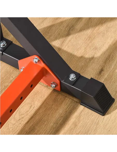 HOMCOM Barbell Rack, Width and Height Adjustable Dip Stand, Bench Press Rack for Home Gym Weight Lifting Fitness Workout, Max Lo