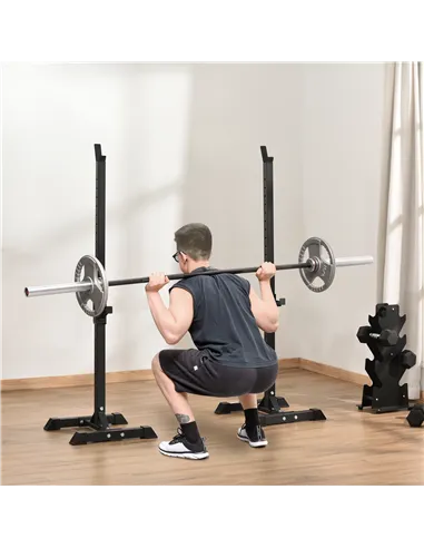 HOMCOM Adjustable Squat Rack, Weight Strength Training Bench Press Rack Weight Bench Supporter for Home Gym Exercise, Max Load 1